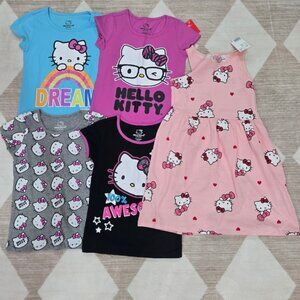 BNWT KIDS 5 Items Girls Sanrio Hello Kitty T- shirts / H&M dress  Size 10